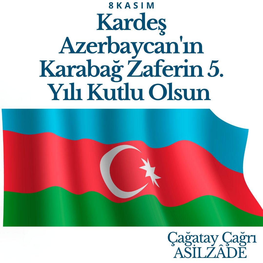 CCAsilzade's tweet image. 8 Kasım, kardeş Azerbaycan’ın Karabağ Zaferi’nin 5. yılı kutlu olsun.

#LookmanFenere #cumartesi #TaşacakBuDeniz #10Kasım #VPvFB #Azerbaycan #İlhamAliyev #Denizli #Bekilli