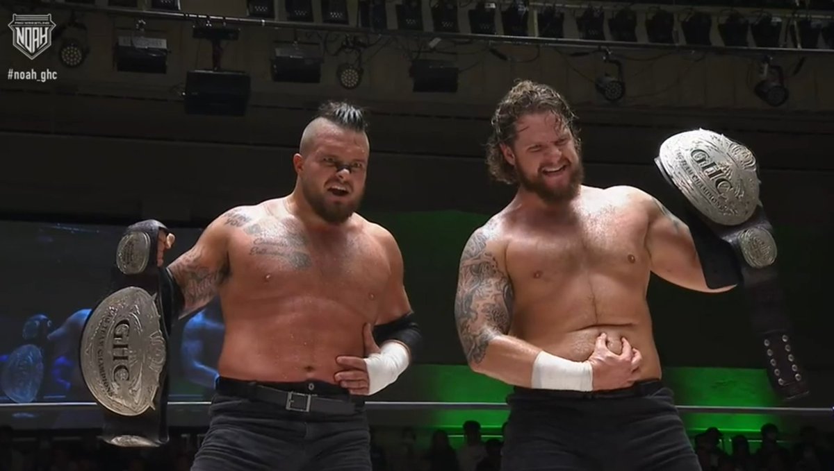 Mrlink501's tweet image. Winning tag team championship in tree different promotions in one year.

Hank and Tank

#WWENXT #RoW #noah_ghc