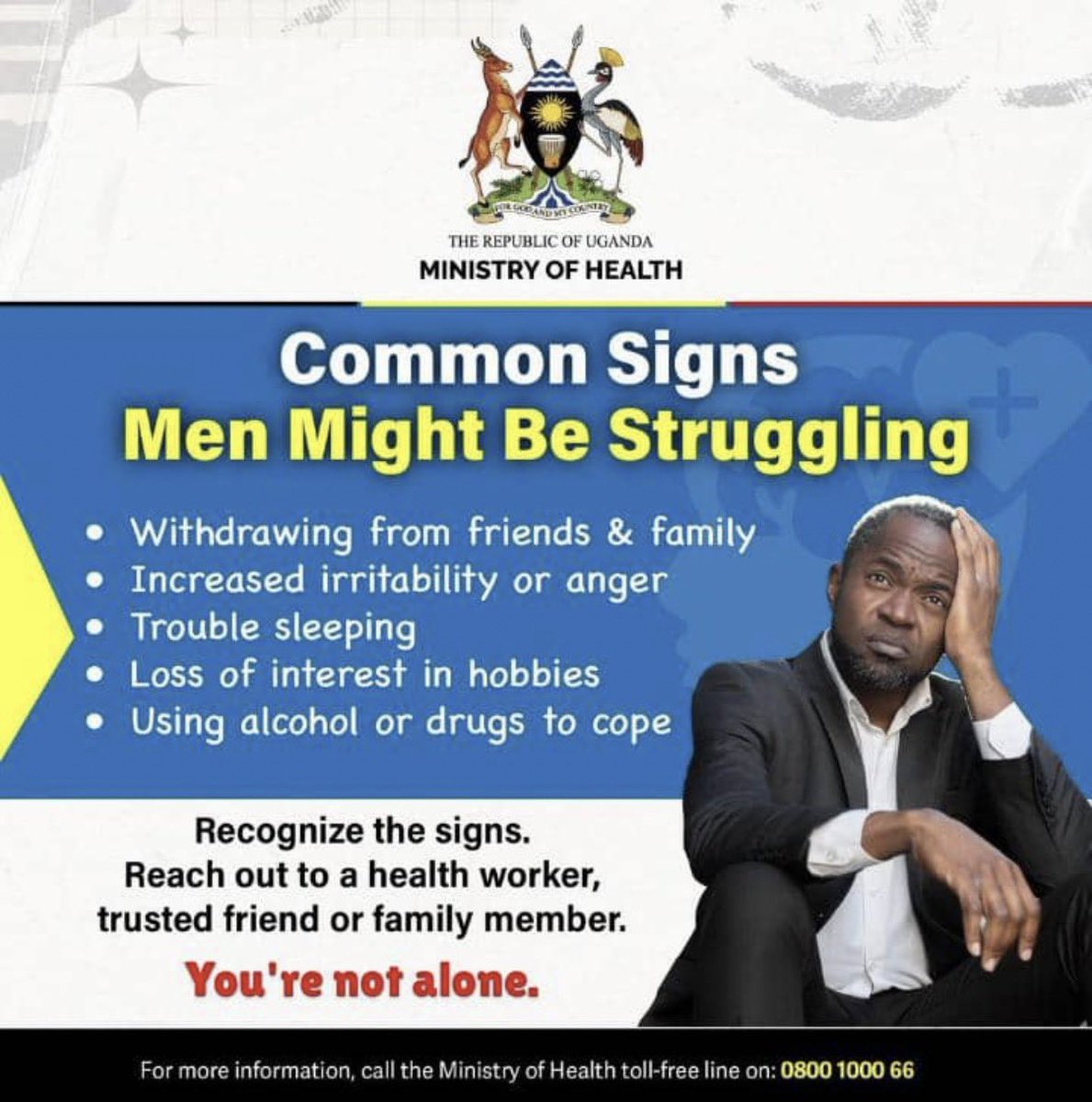 Withdrawal, irritability, sleeplessness, losing interest, using substances to cope — these are signs.
#Men struggle too. Speak up. You’re not alone! #Movember