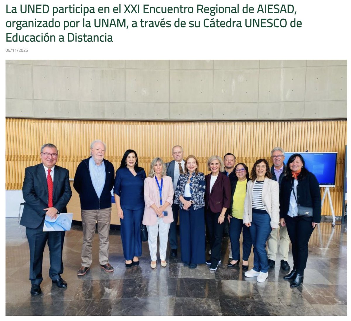 cued_'s tweet photo. El vicerrectorado de Internacionalización y Multilingüismo de la UNED se hace eco de la participación de la @cued_ en el XXI Encuentro Regional de @aiesad_org del mes de octubre
https://t.co/KKsebHQrBO https://t.co/0MXMigW3w6
