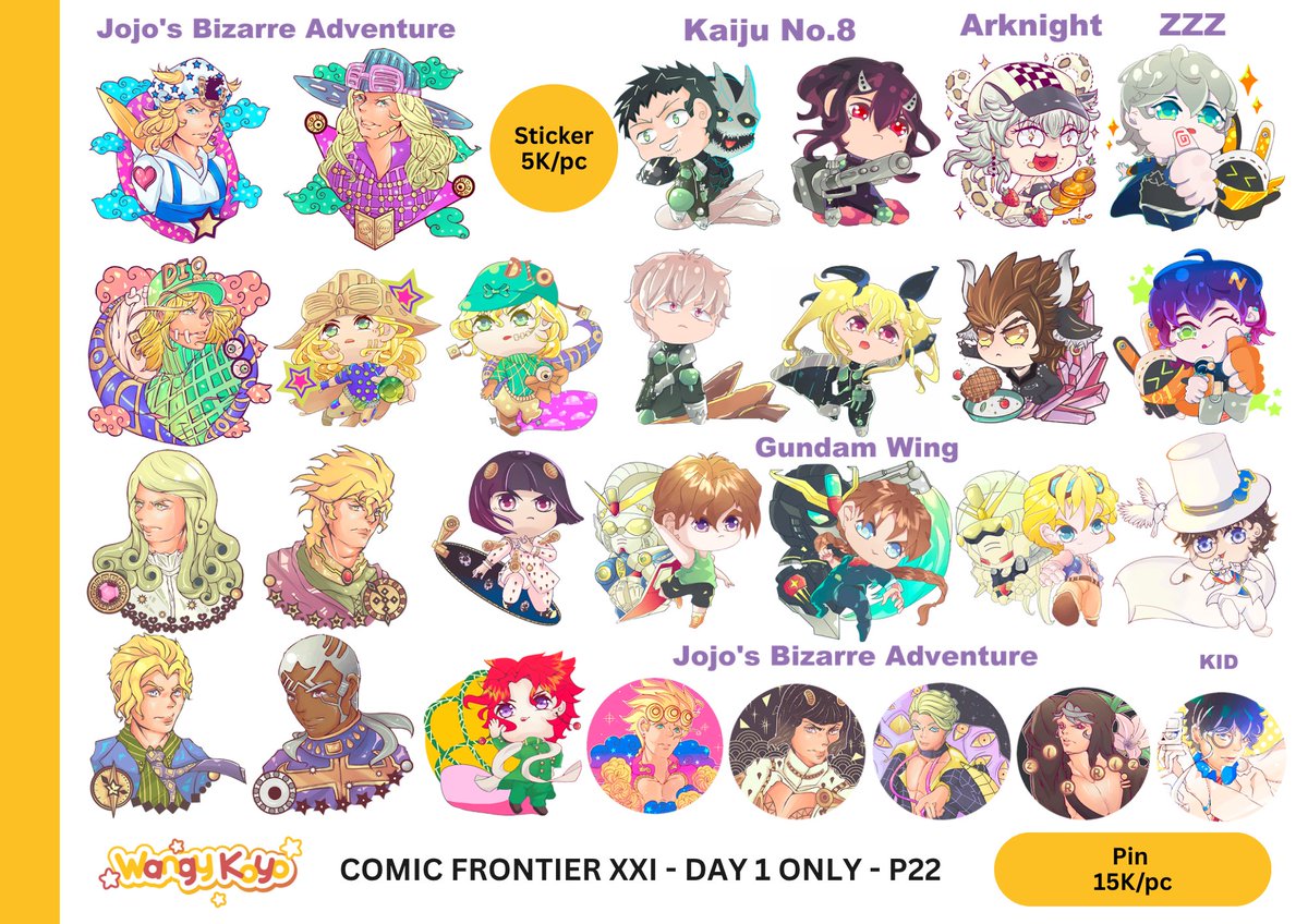 wangykoyo's tweet photo. [💜🔁 appreciated!]

OTS catalogue for #Comifuro21 is here! See you at P22 DAY1!

✨ Fandom: Hoyoverse, Jojo, Kaiju No.8, Gundam Wing, Etc~

#cf21catalogue #cf21

(7/x) https://t.co/8npfbyLmE5