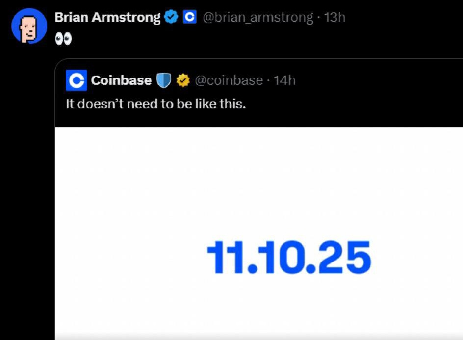 Something massive is coming 👀
Coinbase just dropped “11.10.25” — and Brian’s eyes say it all 👁️
Whatever’s planned… the crypto space won’t be the same again.
#Coinbase #CryptoNews #BullRun #11_10_25 #Web3 $BASE