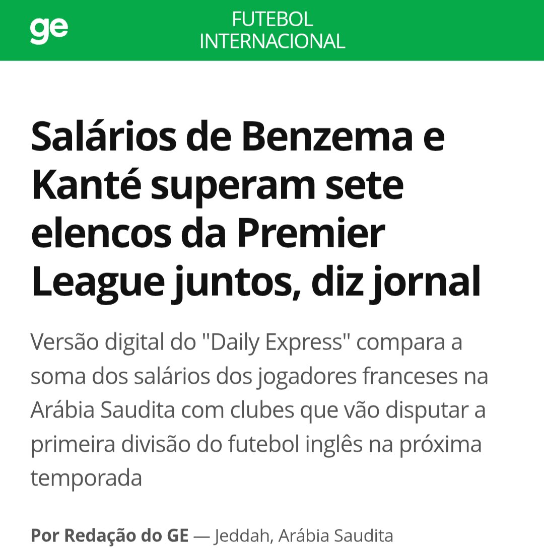 FALAR DE BENZEMA NO GRÊMIO É UM DEBOCHE

Benzema ganha por ano valor maior que o faturamento anual do clube. O salário dele é impagável até para o Flamengo, com patrocínio master de 268 milhões ao anos.

O salário anual do jogador, sem 13º salário, passa dos 900 milhões de reais.