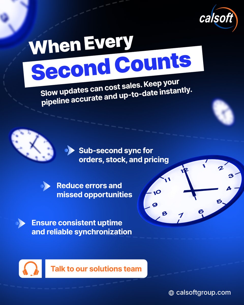 Calsoft_group's tweet image. In today’s fast-paced world, every second matters.
With Calsoft’s real-time synchronization, your business stays updated, efficient, and error-free — empowering smarter decisions and seamless operations. ⚡

#Calsoft #RealTimeSync #BusinessEfficiency #Automation #TechInnovation