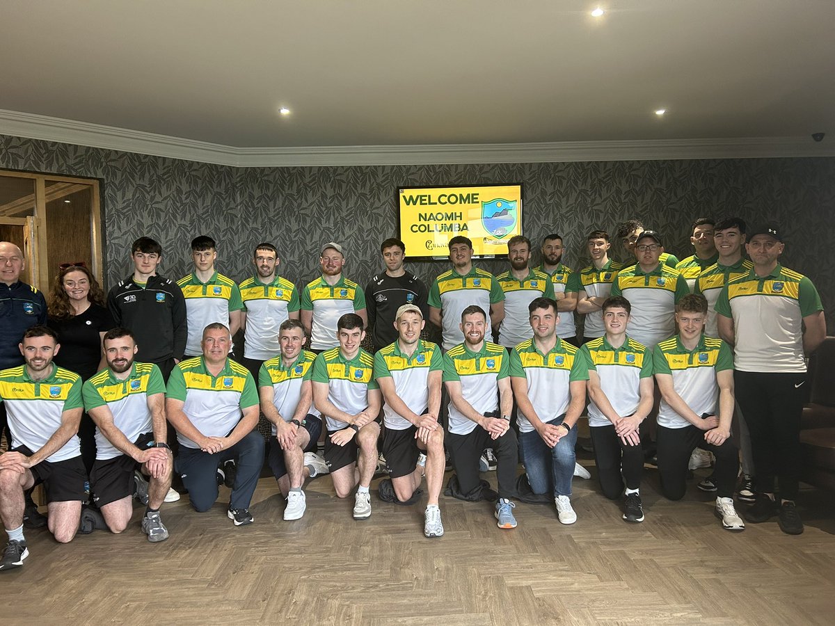 CLGNaomhColumba's tweet photo. Our senior men pictured ahead of today’s Ulster Quarter final against Carrickmacross Emmetts 

A big thank you to Canavans in Omagh for the hospitality https://t.co/vPjuGryN56