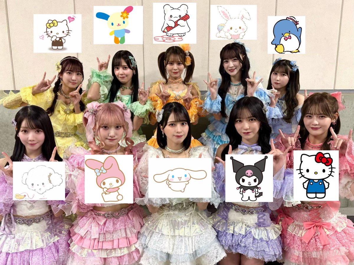 Basaiiy's tweet photo. イコラブとサンリオのコラボを各メンバーで考えてみた！
メンカラに引っ張られてるけど、もっと合いそうなキャラいるかな？ https://t.co/2OKdUFpYNN