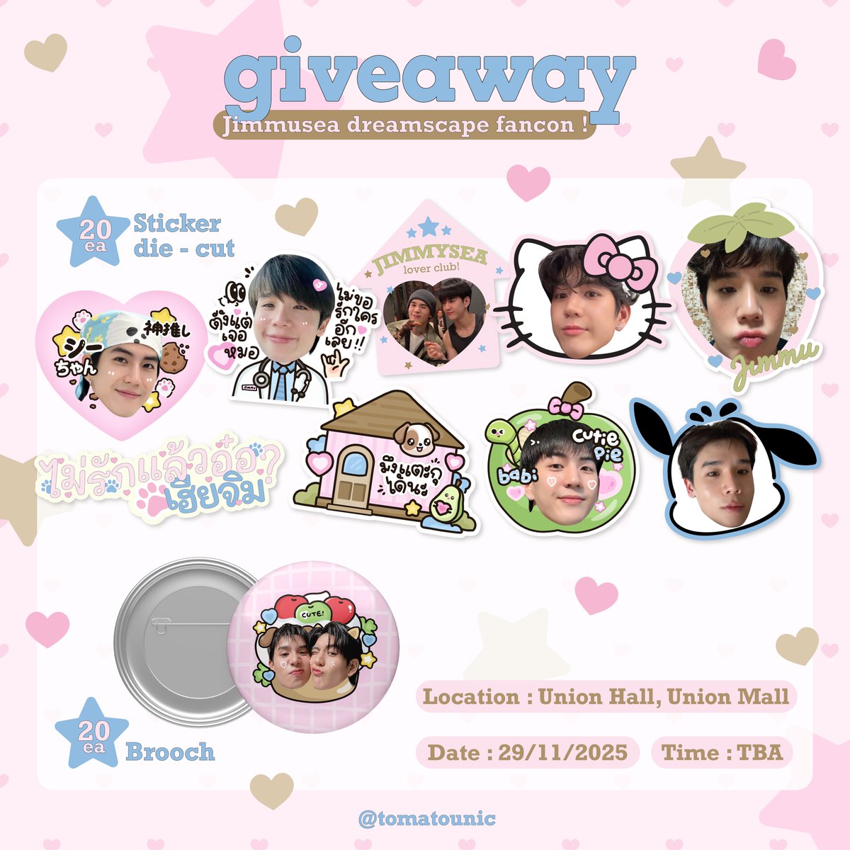 𓈒 ♡ (pls kindly rt) ♡ 𓈒

g𓐄𝒾veaway  !  jimmusea 👨🏻‍⚕️🍈🐭🩰🐾̵͚͙
#JimmySeaFancon

at @̷Union Hall, Union Mall
date : 29 nov
time : tba

💌 *  rt &amp; show this tweet