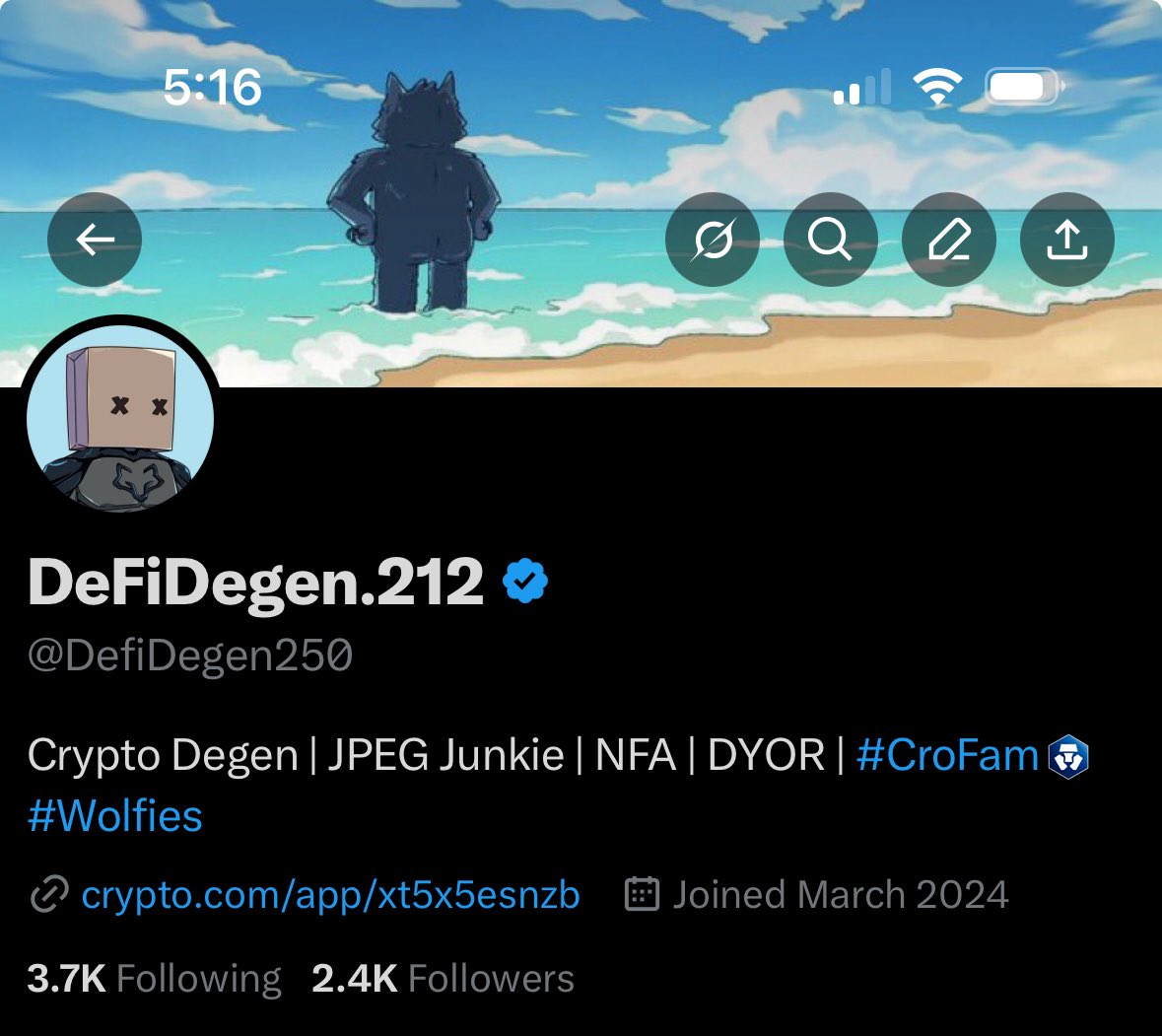 New banner to rep the #NakedDAO 🤙

<a href="/DerekLusk/">DLUX 🌙🐺</a> <a href="/ManColt_0_0/">ManColt 2️⃣1️⃣2️⃣</a> <a href="/JacekCro/">Jacek.cro</a> <a href="/TexasHODLcro/">Tex</a> <a href="/Jersae91/">Jersae</a> <a href="/DGanjaBaba/">DGanja₿aba🥷🏾🍄 ⚾️</a> 

Who else is rocking 4T Naked Wolfies 👀

#Wolfish #CroFam