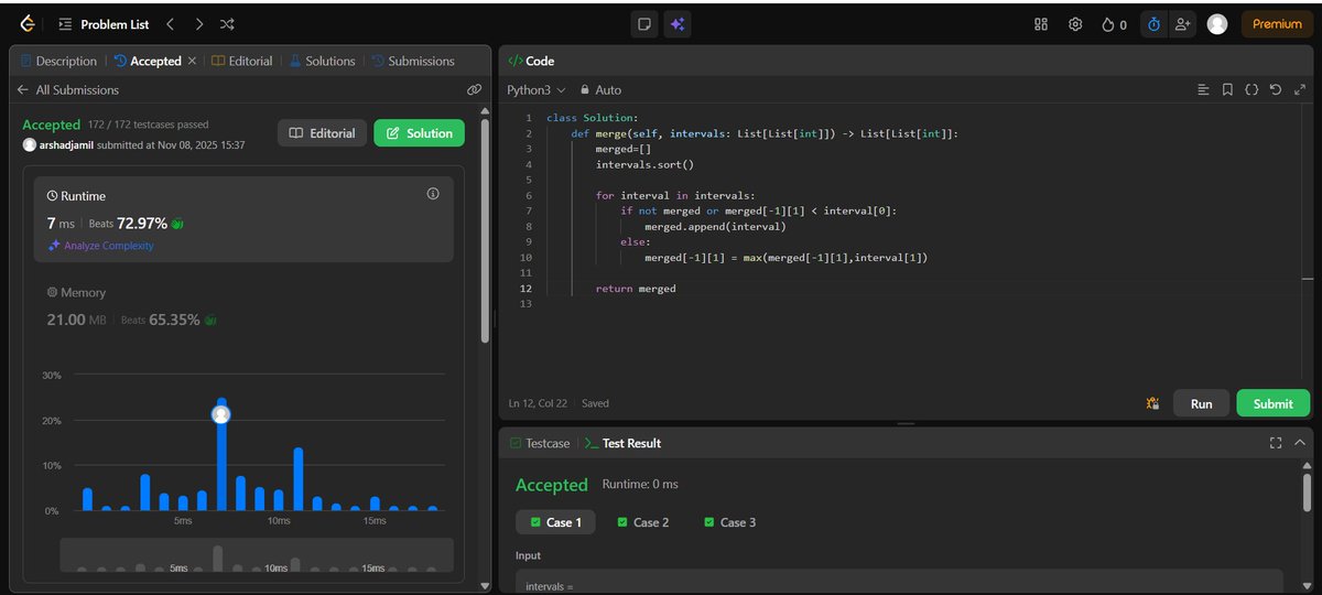 ArshadJamil2003's tweet image. Day 11 of DSA 🚀
Focused on optimal merging logic 👇
➡ Merge Two Sorted Arrays (No extra space)
➡ Merge Overlapping Intervals

Thinking more in terms of efficiency now 🔥
#Day11ofDSA #StriverA2ZDSA #DSA #CodingJourney #Consistency