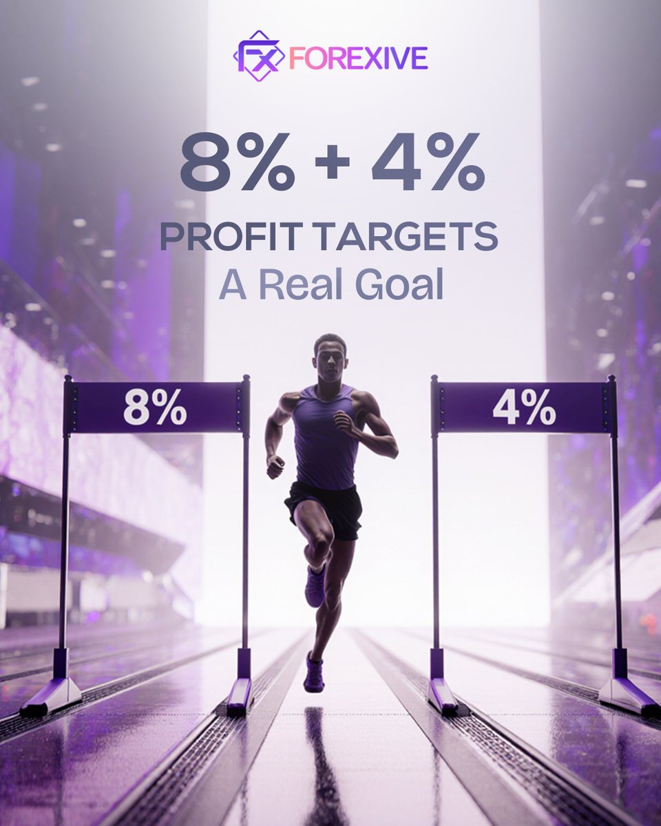 forexive's tweet image. 8% + 4% profit targets 💰
12% max drawdown 🛡️
No min days ⏰
Payout whenever you want. 💸
That’s our 2-Step Pro Challenge.
Simple. Real. Trader-first.

#Forexive #PropTrading #FundedTrader