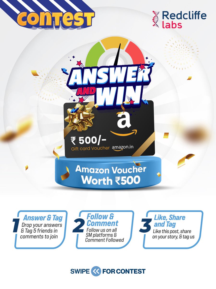 redcliffelab's tweet image. Did you know India has one of the world’s highest prediabetes rates? 😱
Guess the right percentage &amp;amp; win an Amazon Voucher worth ₹500!
Answer, tag your friends &amp;amp; spread the word on preventive health 💪
#RedcliffeLabs #ContestAlert #AnswerAndWin #DiabetesAwareness