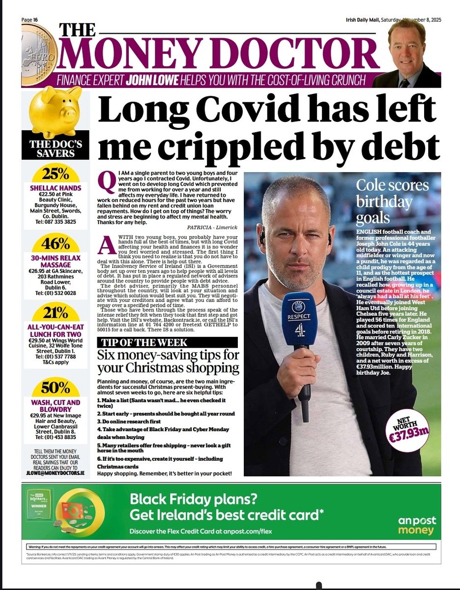 Today's column ..Ireland's favourite tabloid <a href="/irishdailymail/">The Irish Daily Mail</a> ..only €2.80. Send Qs to jlowe@moneydoctors.ie or call +3531 278 5555.
Sponsored by <a href="/Postvox/">An Post</a>
#moneydoctors2026 #zoomconsultations #financialwellbeingwebinars #diylowcostwillpackages #pensions #PRBs #ARFs #investments