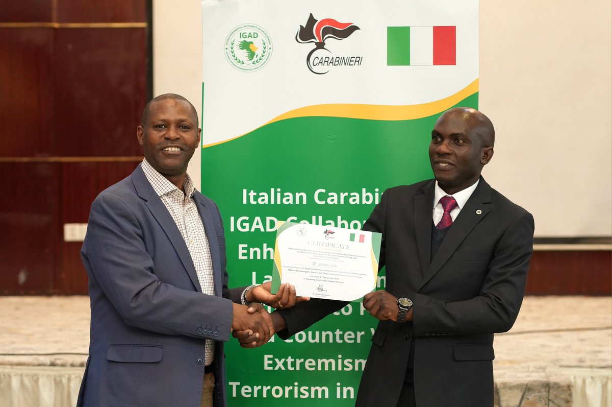 The presentation of certificates of participation marked the successful conclusion of the three-day Regional Training for Law Enforcement Officers, aimed at strengthening their capacity to investigate, detect, and prevent violent extremism and terrorism. <a href="/ItalyinEthiopia/">Italy in Ethiopia</a>