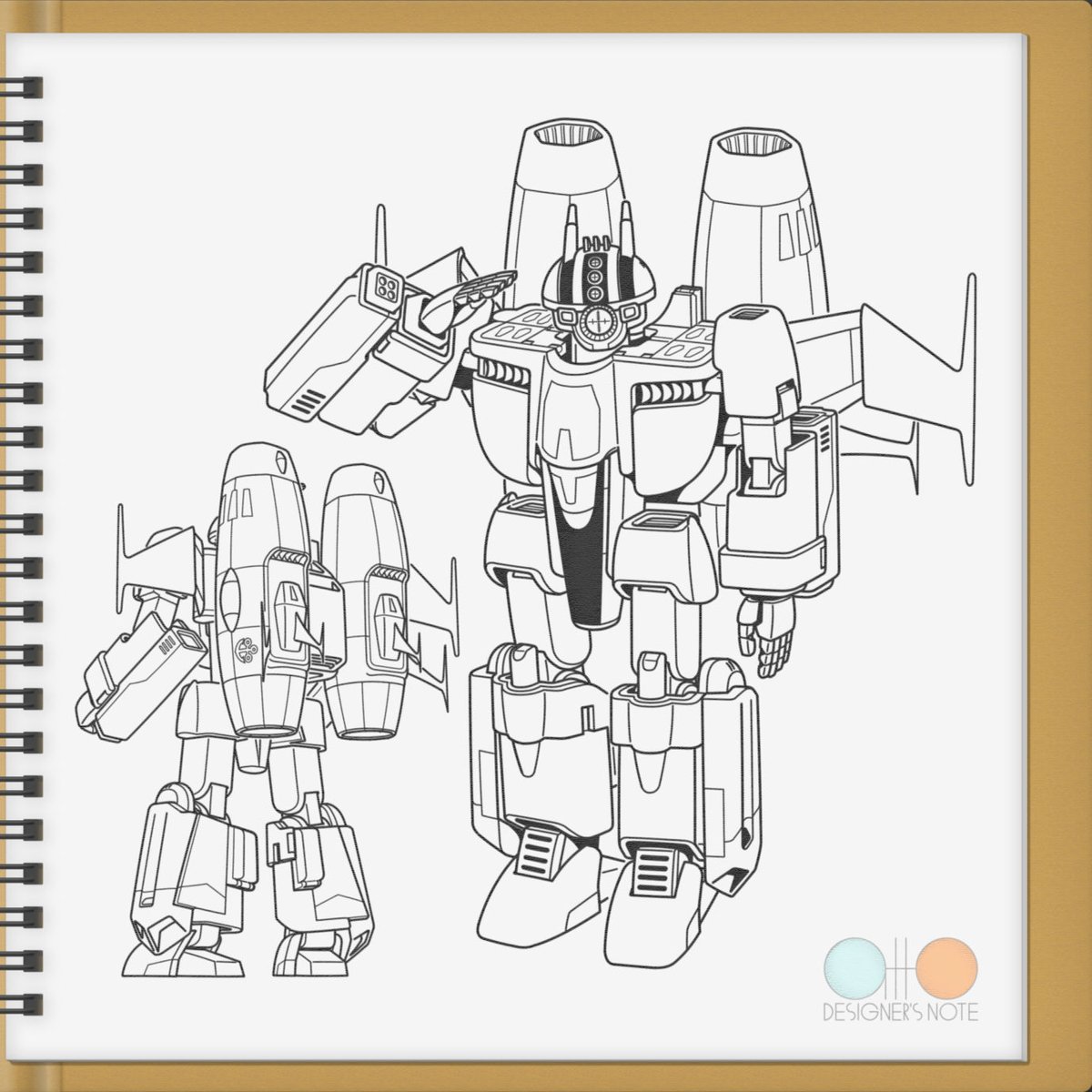 📒デザイナーズノート
コスモタイガーⅡプラス 6
波動パック装着 3
バトロイド形態
バルキリーのような変形機構に拡張パーツをプラス。
敬礼