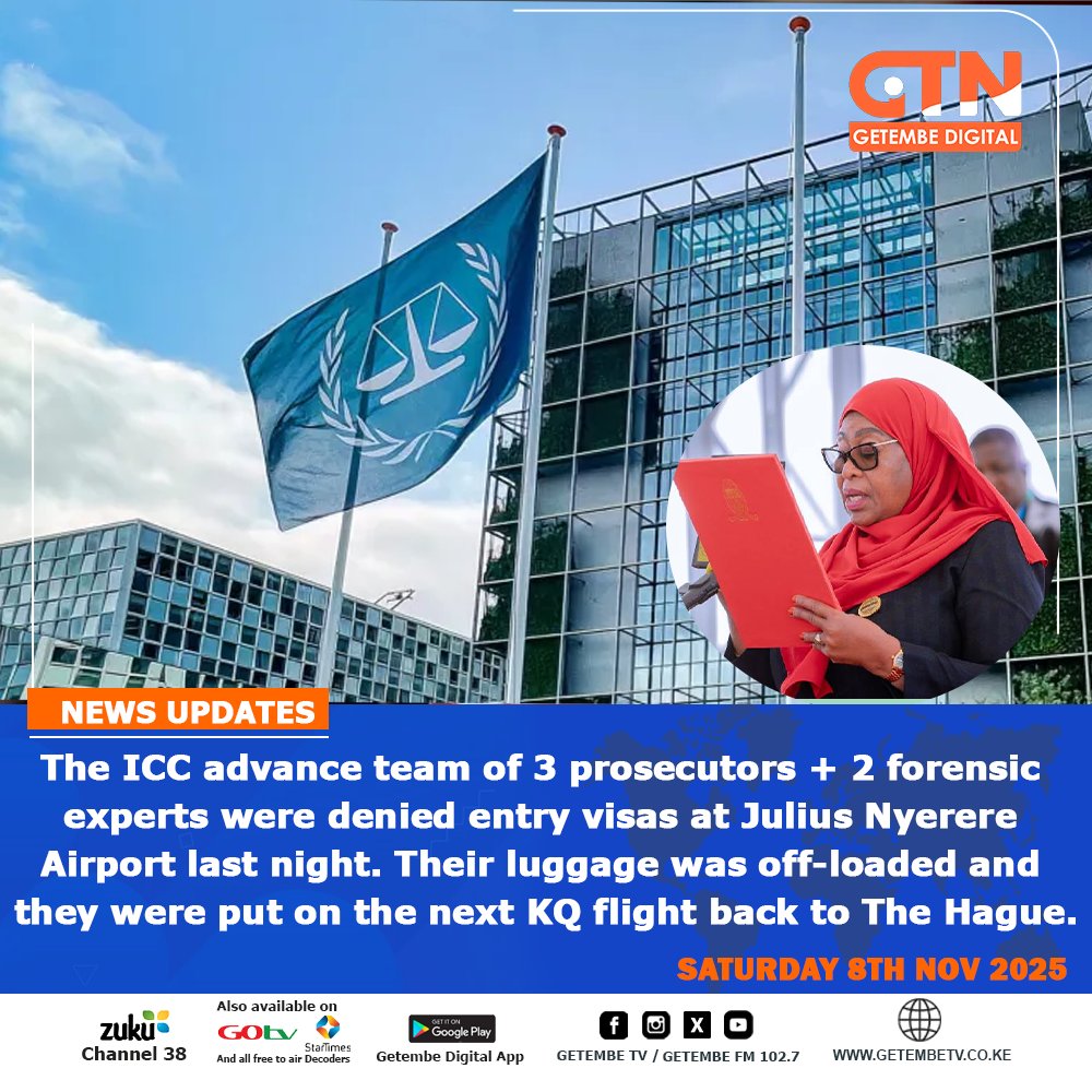 GetembeTV's tweet photo. Tanzania denies ICC officials access to investigate post-election deaths.
#TanzaniaElections #JusticeForVictims #Accountability #HumanRights #ICCinAfrica #PostElectionViolence #AfricaNews https://t.co/ShgyRjVRRl