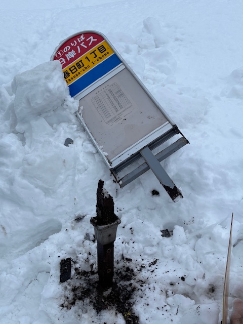 沿岸バス バス停 丸板 苫前高校 木製 北海道 フォロワーの皆様へ】 沿岸バスの停留所標識は、道路に隣接する地中に