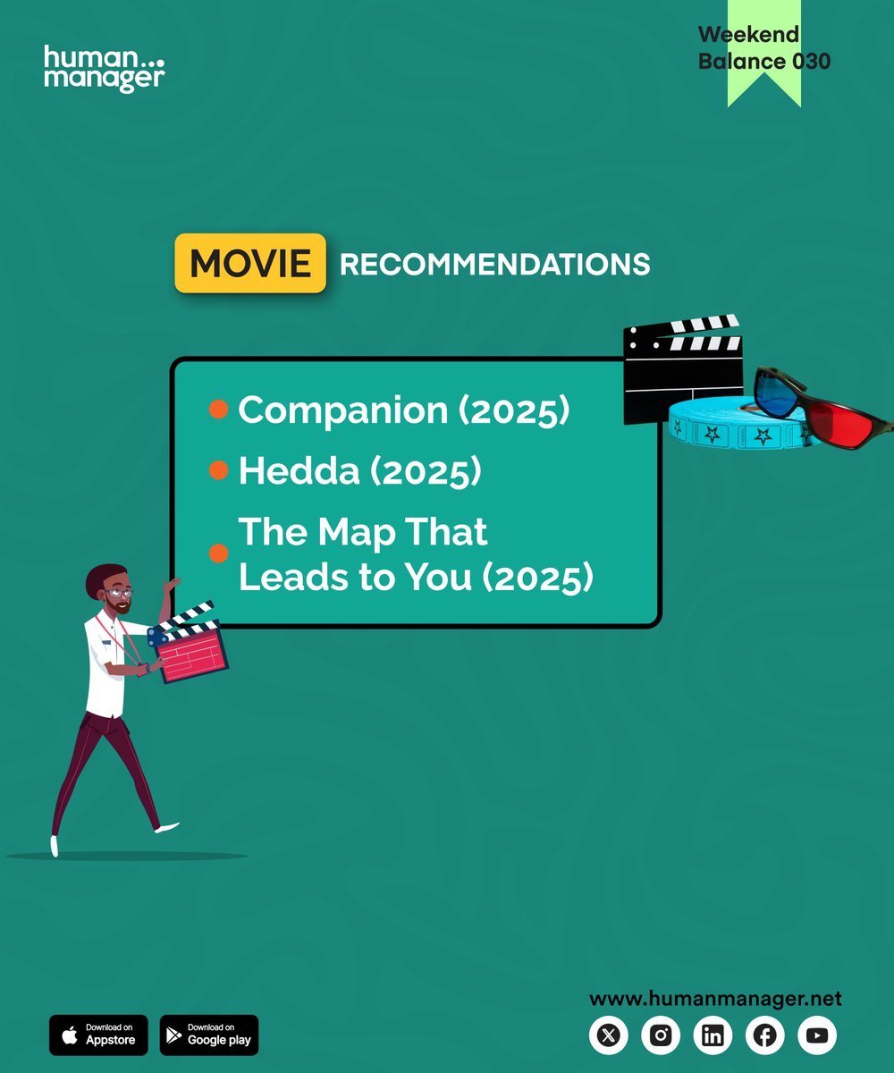HumanManagerNig's tweet image. It’s movie time! Whether you’re staying in or kicking back this weekend, here are a few great picks to enjoy across your favorite streaming platforms.

Sit back, relax, and let the stories roll. 

#weekendbalance  #humanmanager