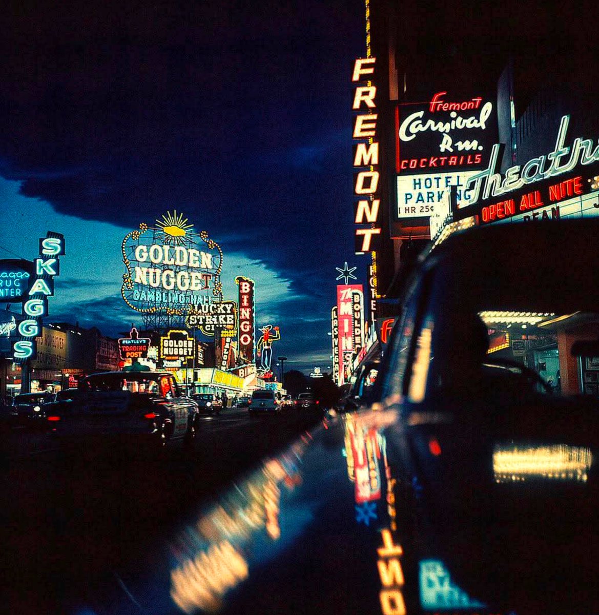 Fremont Street by Nat Farbman, 1961. The "other" street of Las Vegas. #Strip #SinCity #Neons