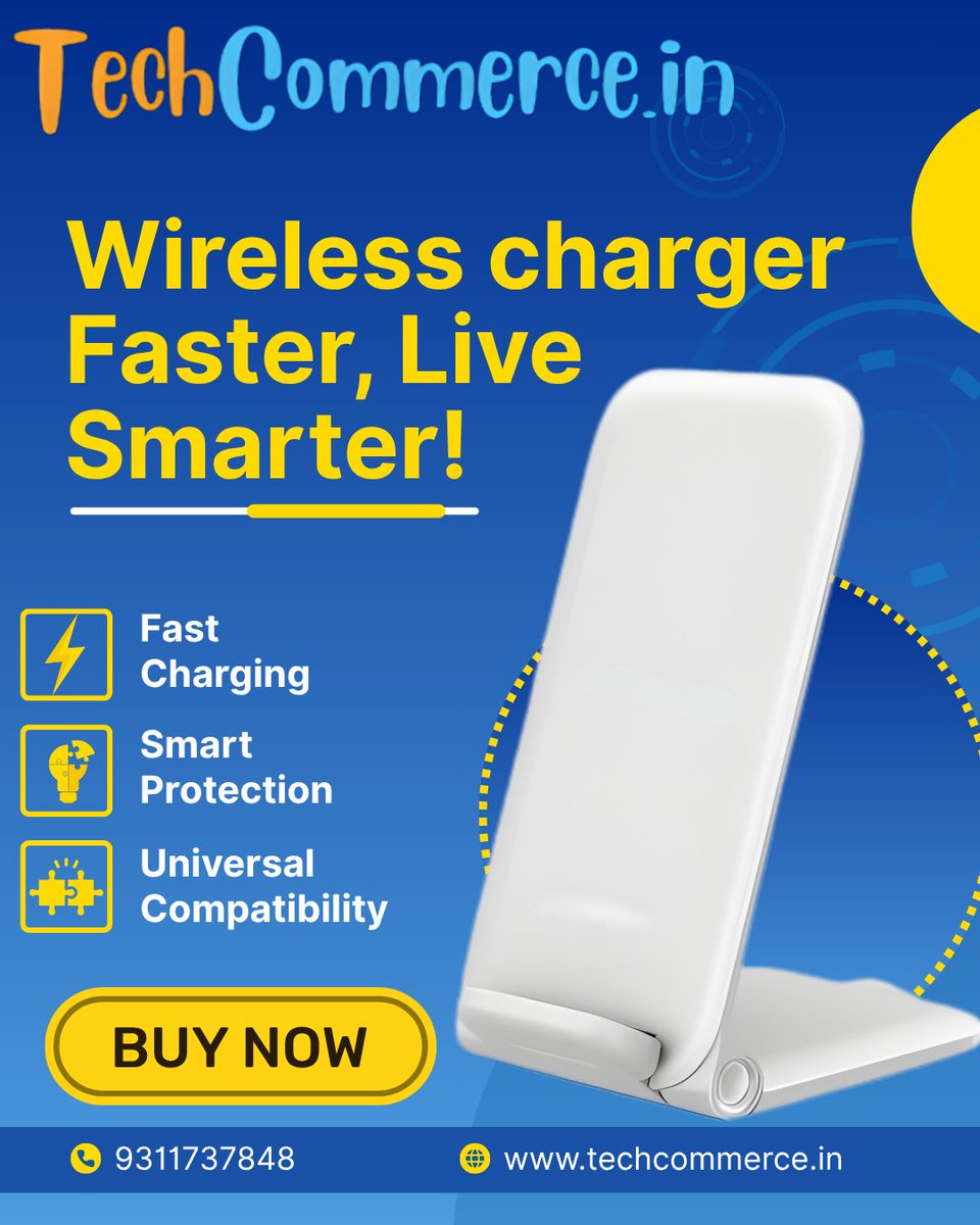 Techcommerce2's tweet image. 💡 No Cables, No Hassle – Just Fast Wireless Charging!
🔌 Charge Smarter, Live Freer with Wireless Technology!
Click to buy now - techcommerce.in/product-catego…
#WirelessCharger #FastCharging #TechCommerce #SmartCharging #NoMoreCables #WirelessPower #ChargeSmarter #TechEssentials