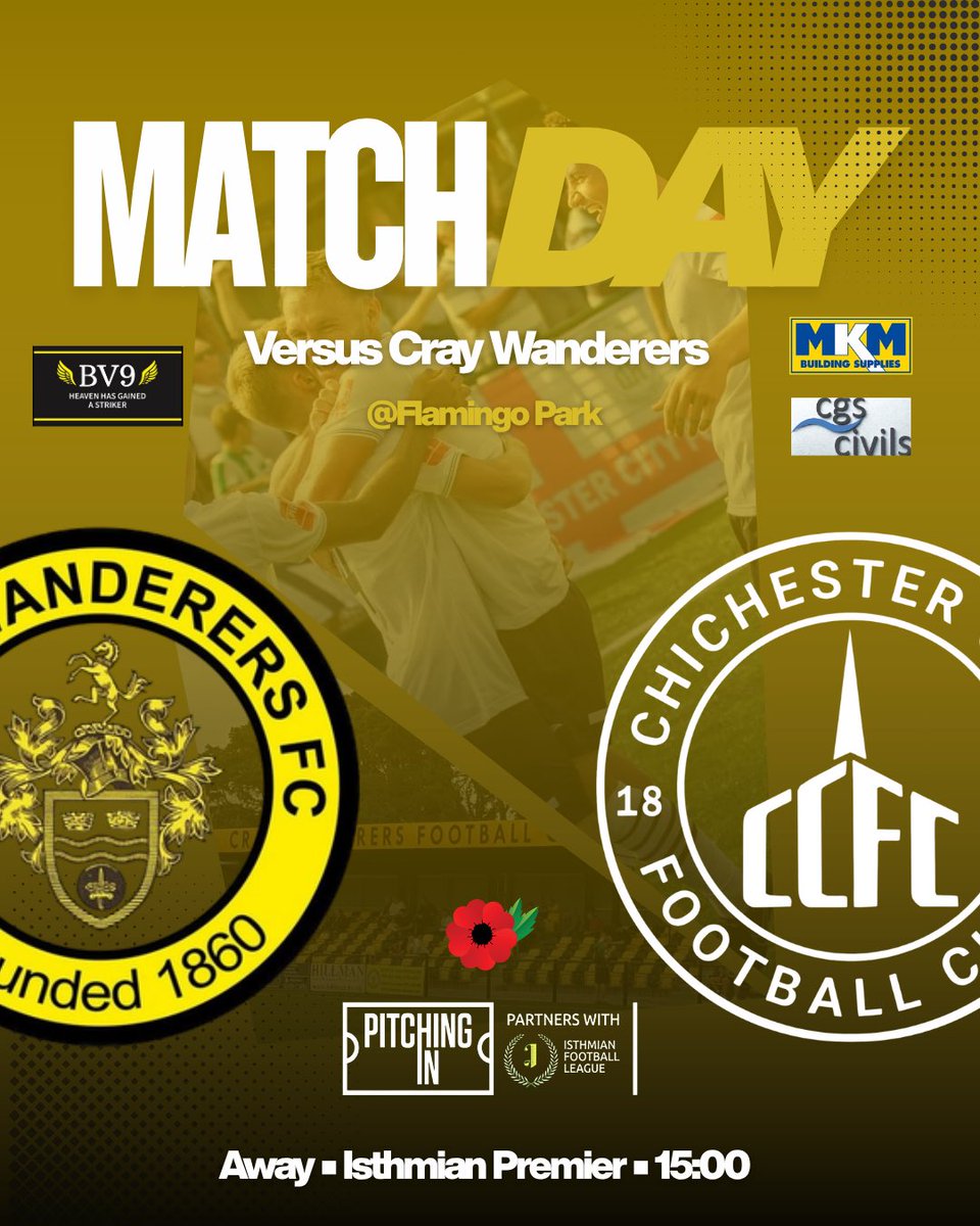 ChiCityFC's tweet image. MATCHDAY 👊

🆚 @craywanderersfc 
🏟️ Flamingo Park | BR7 6HL
⚽️ 15:00

🎟️ Adult : £15.00
🎟️ Concessions : £10.00
🎟️ U17’s-U18’s : £5.00
🎟️ U16’s : £0.00 

#upthechi | ⚪️⚫️ #BV9