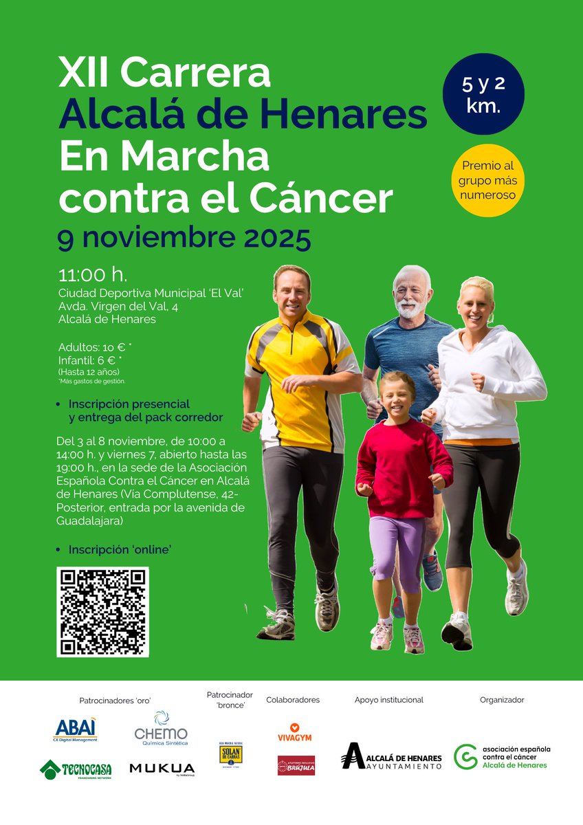 CARRERA - DISPOSITIVO |
🚔 La Policía Local <a href="/PoliciaAlcalaH/">Policía Local de Alcalá de Henares</a> ha elaborado un 'Plan de Movilidad y Accesibilidad' para el correcto desarrollo de la 'XII Carrera En Marcha Contra el Cáncer', que tendrá lugar este DOMINGO 9 de noviembre, y para la cual se han establecido medidas de