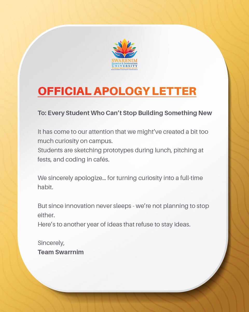 SwarrnimUni's tweet image. Innovation never sleeps; neither do our ideas. Sorry (not sorry).
.
.
.
.
.
#SwarrnimUniversity #InnovationNeverSleeps #StartupSpirit #BuildInPublic #StudentMakers #PrototypeToProduct #IdeaToImpact