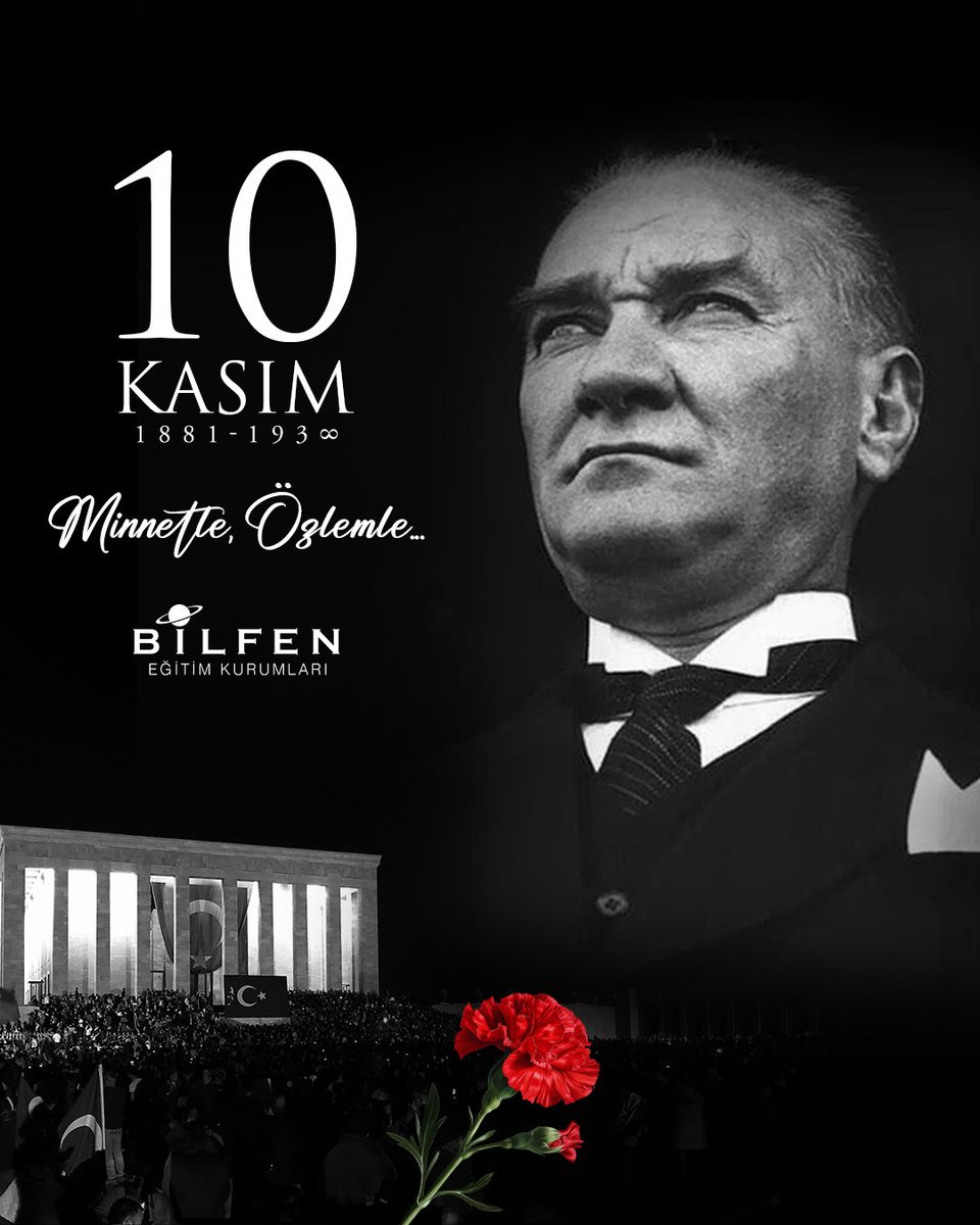 Bilfen's tweet photo. Cumhuriyetimizin kurucusu Gazi Mustafa Kemal Atatürk’ü ebediyete intikalinin yıldönümünde saygı, sevgi ve özlemle anıyoruz.
Onun fikirleri, ilke ve devrimleriyle daima ilerlemeye devam ediyoruz.
#10kasım https://t.co/MJpkdvgOKh