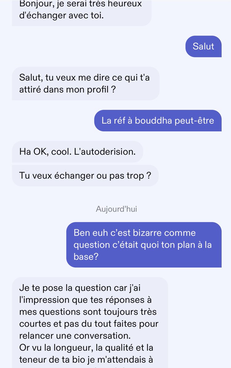 Les mecs sont de plus en plus entilted c’est incroyable, genre on a échangé 2 messages et il se plaint déjà au SAV