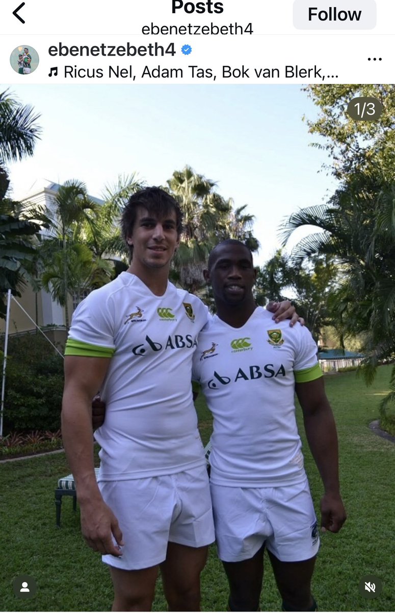 hendrikcronje71's tweet image. Eben&apos;s message on Instagram for Siya before his 100th test tonight. Special friends. 💚 🇿🇦