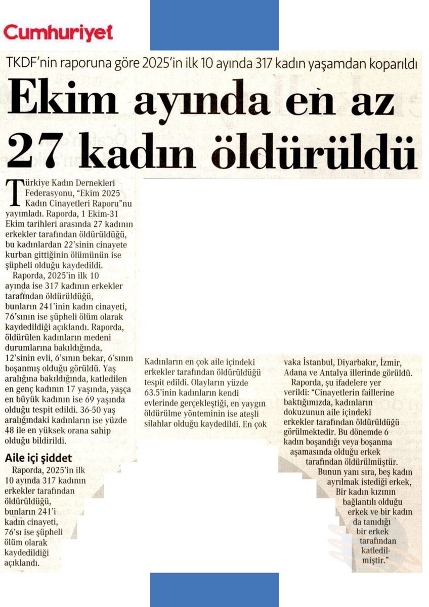 TKDF'nin raporuna göre 2025'in ilk 10 ayında 317 kadın yaşamdan koparıldı. Ekim ayında en az 27 kadın öldürüldü.