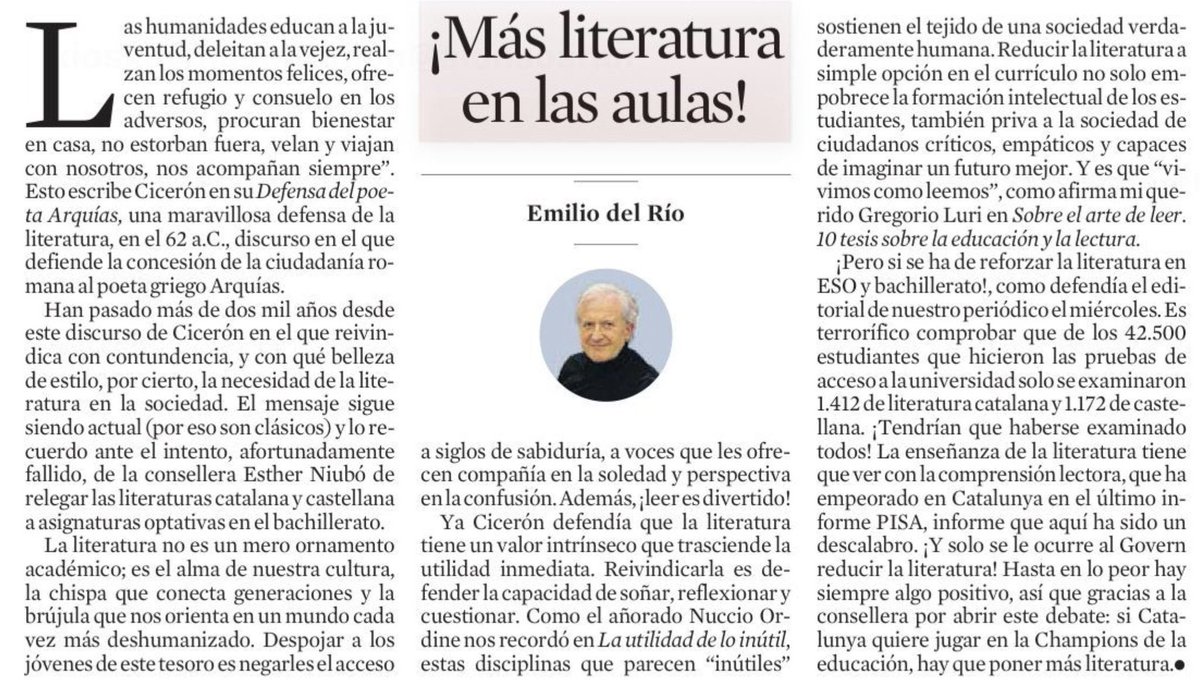 La lectura forma ciudadanos críticos y empáticos. Reducirla empobrece nuestra sociedad. Es hora de reforzarla <a href="/emilio_delrio/">Emilio del Río</a> blog.funcas.es/los-estudiante…