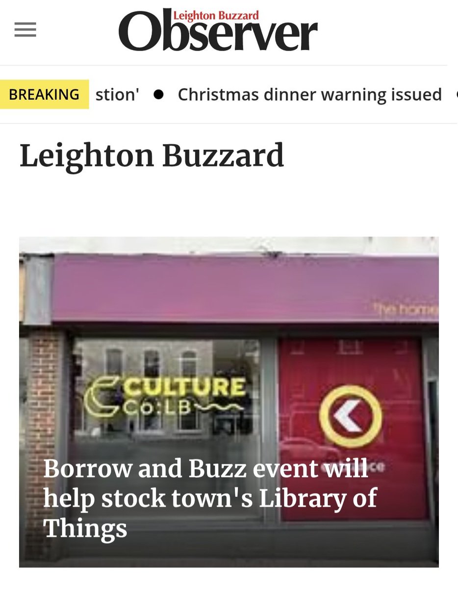 ozzywon's tweet image. Morning all! Today's our Giving Day at CultureCo:LB starting from 10.30am to 1.30pm (Sat 8 November). Please stop by to say hello 👋 and find out more about our Borrow &amp;amp; Buzz community project to set up a Library of Things.....and look event also made local LB Observer paper 🗞️