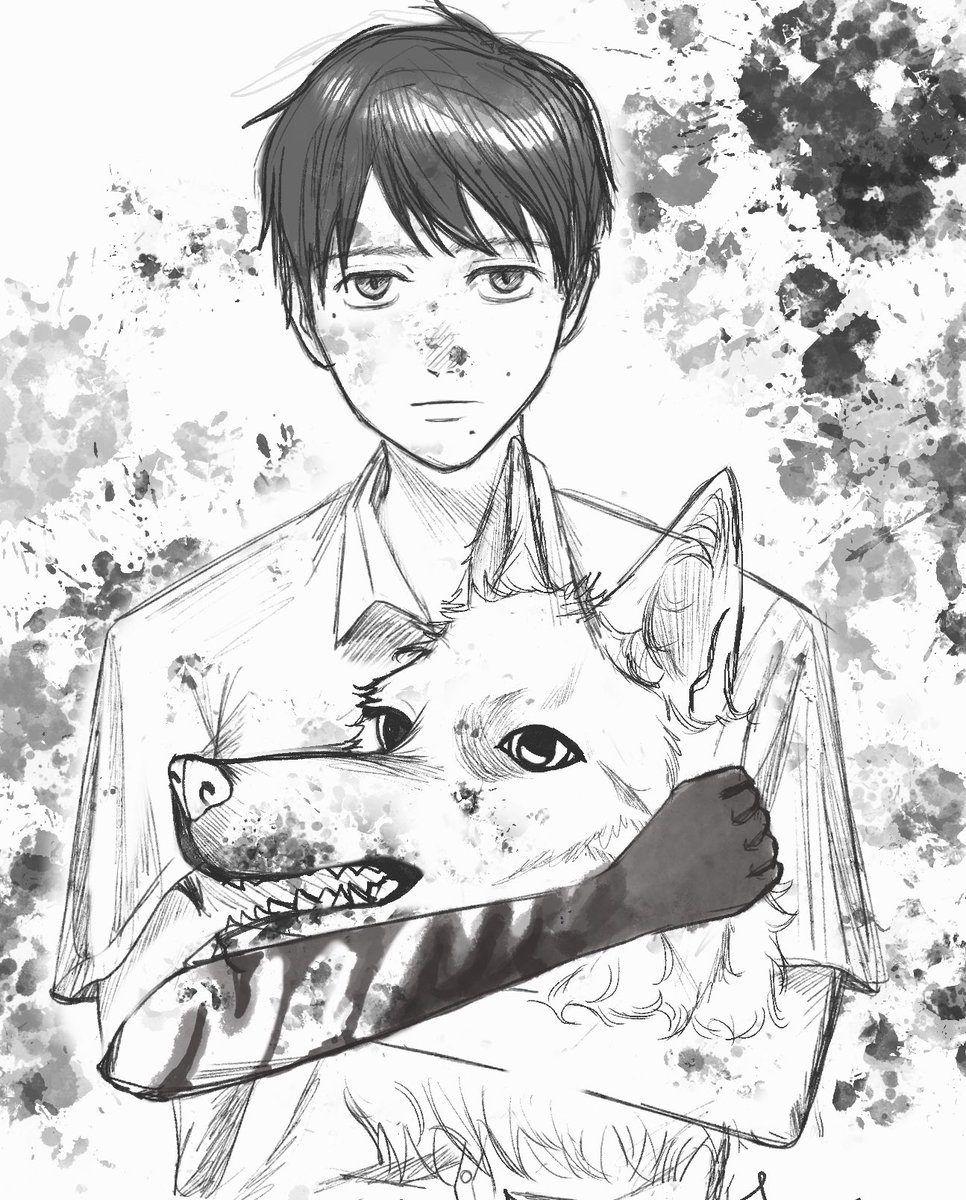 Lycoris_97's tweet photo. WIP for bigger piece, ft. wolf Hikaru and Yoshiki’s new haircut ! ✂️ #thesummerhikarudied #tshd #yoshikaru #yoshiki #hikayoshi #hikaru #tshdspoilers https://t.co/Z41w7j5nnn