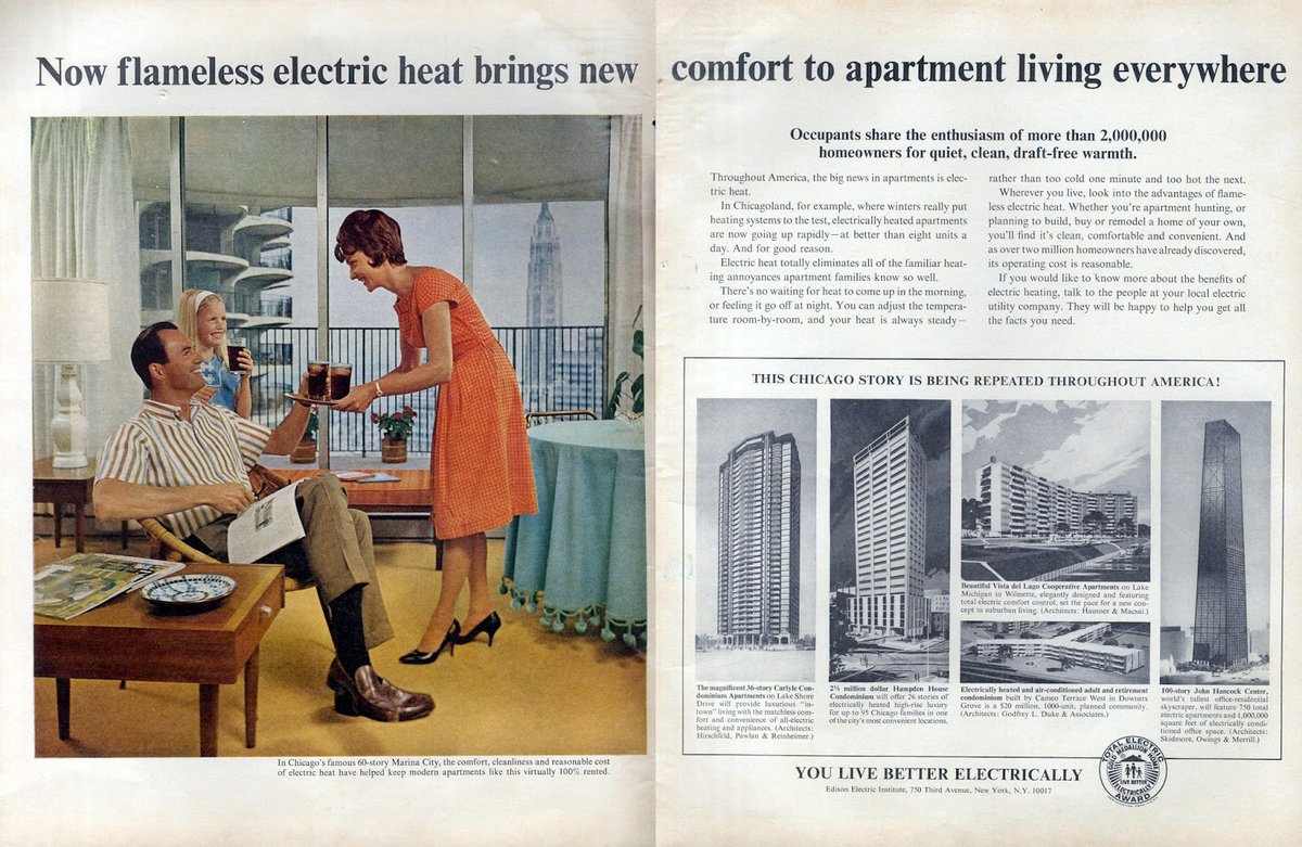 LRonLacy's tweet photo. ‘Now flameless electric heat brings new comfort to apartment living everywhere. You live better electrically.’ Edison Electric Institute. November 1965.
#electricheating #electricheat #EdisonElectricInstitute #interiordesign #interiordecoration #mensfashion #womensfashion #1960s https://t.co/DRoedq3OFs