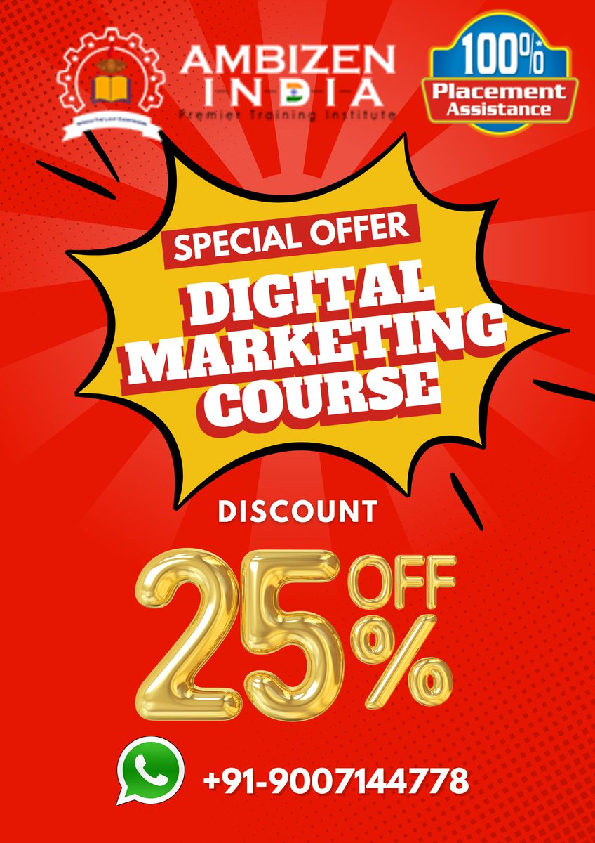 ambizenindia's tweet photo. 🎉 Digital Marketing Course – Special Offer! 📍 Location: Near Munirka Metro, South Delhi 👨‍🏫 💼 100% Job Placement Support 🎯 Learn SEO | Google Ads | Social Media | Analytics | Content Marketing  🔥 Limited Time Offer: 30% Discount. Call 9007144778
https://t.co/a4Yrpo5RPh https://t.co/7Ahv8ArxeQ