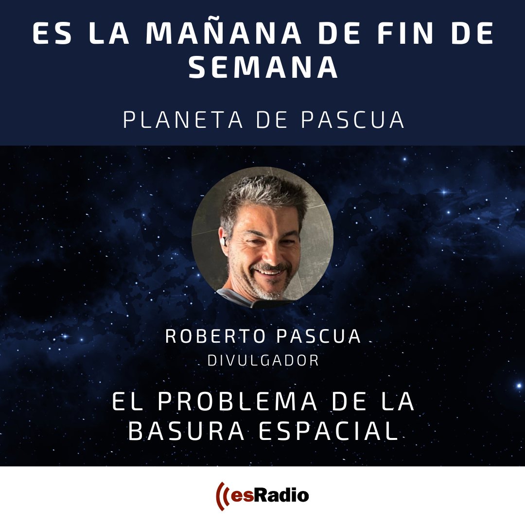findesradio's tweet photo. 🚀El problema de la basura espacial. 

🎙️Analiza lo que dejamos en el cielo nuestro experto @planetadepascua en @esRadio con @mdiezrovira y @Jaume_Segales https://t.co/SdPudWg1dA