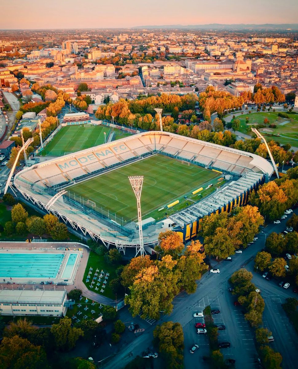 Stadio Alberto Braglia, Modena FC 🇮🇹 

Currently top of Serie B, and with some of the best floodlights you’ll see all day!