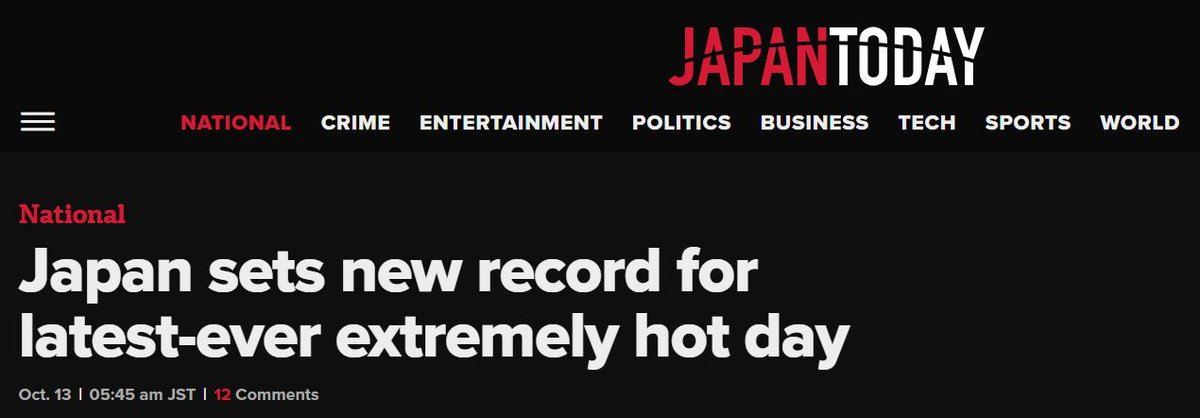 China just hit 37.5°C, its hottest mid-October day ever.
Japan broke dozens of heat records too, and Indonesia set a new minimum temperature record.

October is supposed to be cooling. Instead, the world is still burning.