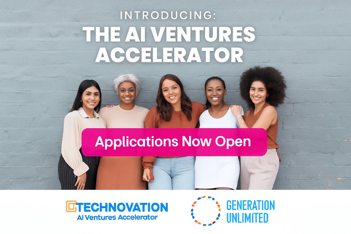 opportunitiesfy's tweet image. 🚀 Apply now for the AI Ventures Accelerator 2025 — a free 12-week program by Technovation &amp;amp; GenU for young women in 🇮🇳🇳🇬🇲🇽🇺🇸 to launch AI startups &amp;amp; win $10,000 equity-free funding! Deadline: Nov 30 👉 wp.me/p23f03-hhc

#AIAccelerator #WomenInTech #OFY