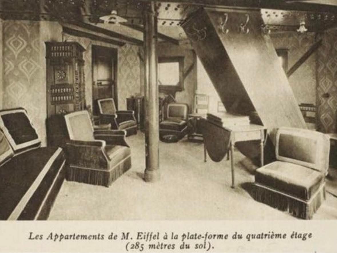archeohistories's tweet image. At the Top of the Eiffel Tower, a Hidden Apartment 🇫🇷

When Gustave Eiffel designed the Eiffel Tower in the late 1880s, he didn’t just envision a marvel of engineering. Near the pinnacle, over 1,000 feet in the air, Eiffel quietly included something personal, a private apartment…