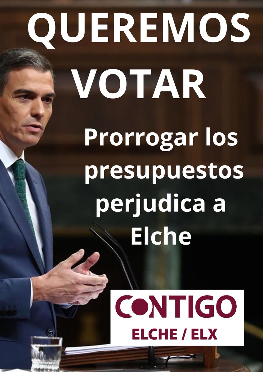 😡😡 #Elche y provincia estamos a la cola en los PGE y no podremos avanzar si se vuelven a prorrogar, por eso necesitamos un Gobierno estable que pueda desbloquearlos #QueremosVotar #ElcheExiste
