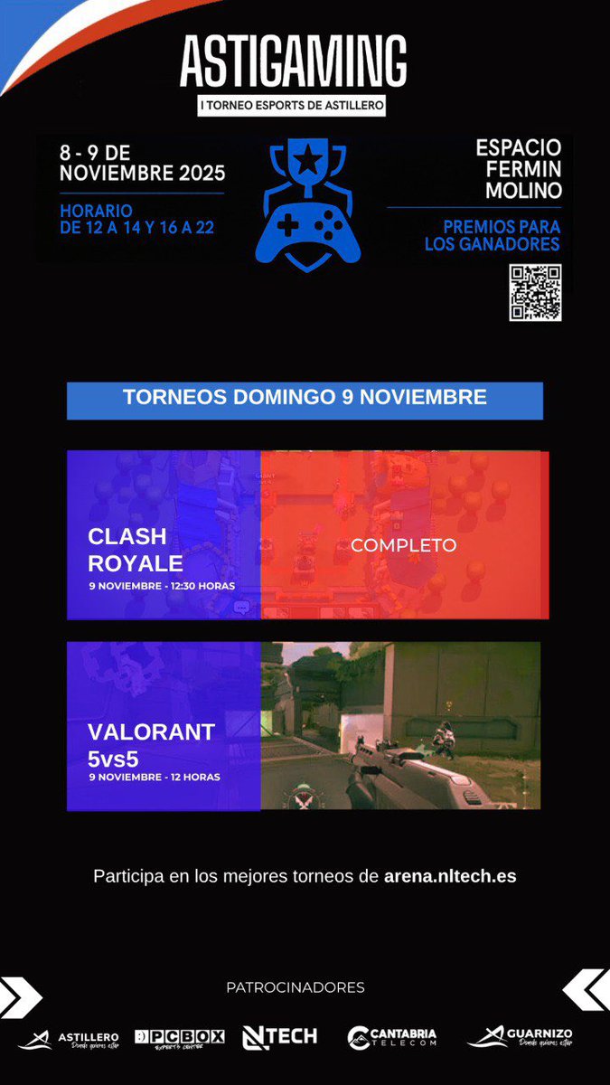 🚨 ¡TODOS LOS TORNEOS DE HOY ESTÁN COMPLETOS! 🚨
🎮 Pero no pierdas la oportunidad de jugar y divertirte freeplay:
🕹️ 2 consolas  
👾 2 máquinas retro 

⚠️ IMPORTANTE ⚠️  
El check-in presencial es obligatorio para participar.  
Debes realizarlo antes de las 12h.
#Astillero