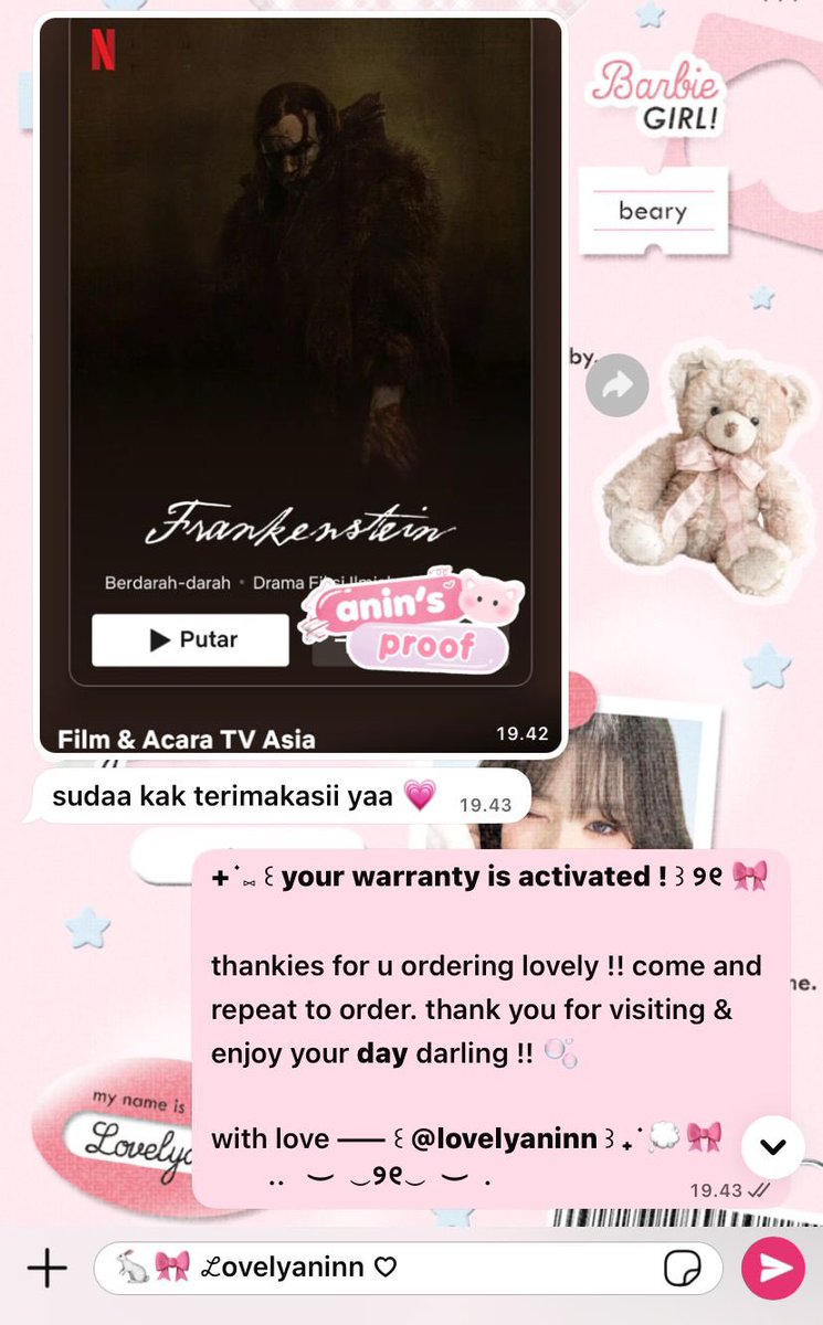 ‹𝟹 ⑅  ꒰ ▷ netflix 7 day! 🎀 ♡

🐇🎀 — ꒰ price :: 15.000 𐙚 ꒱