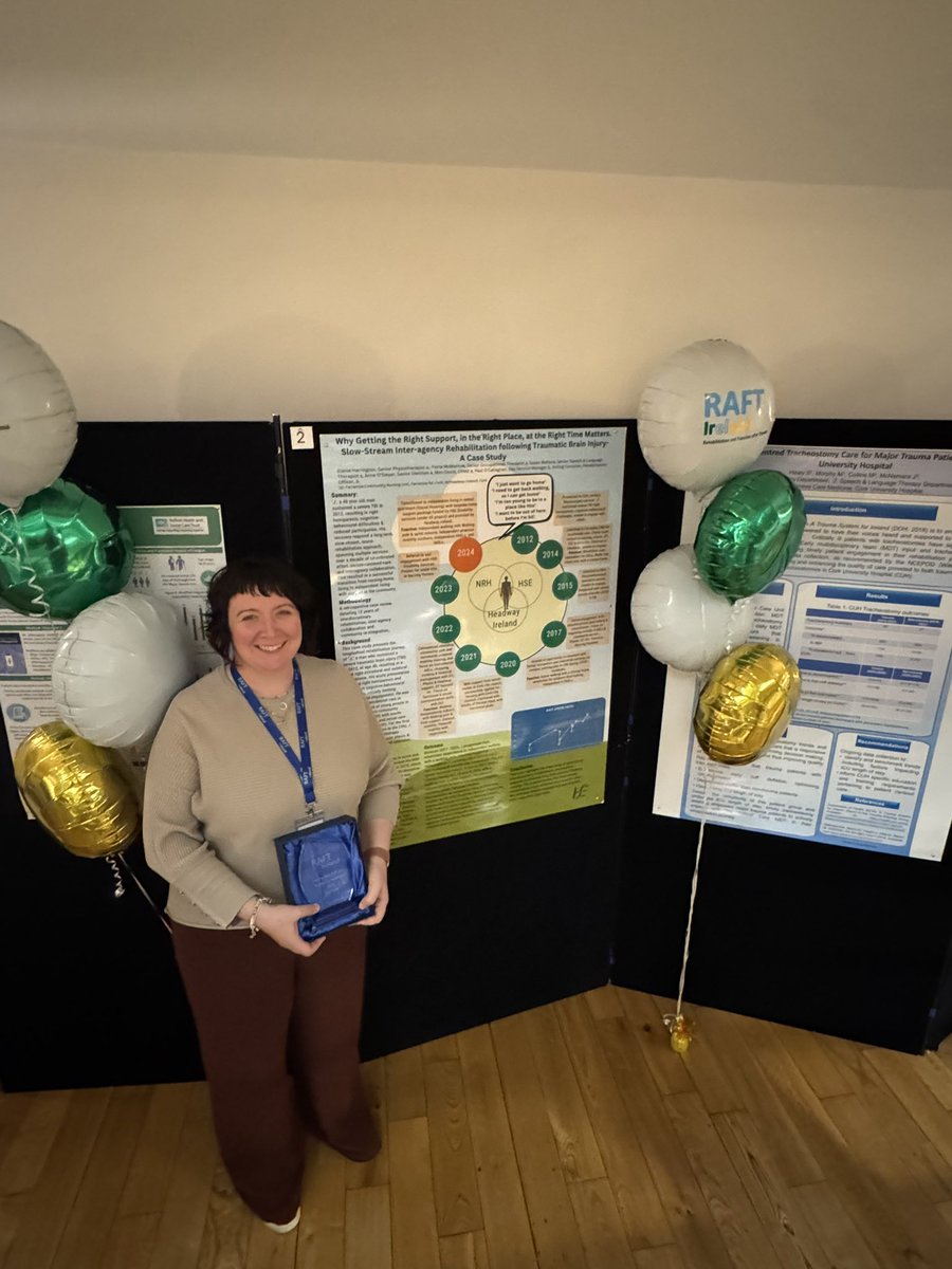 ElaineHopkinsPT's tweet image. Kicking off Day 2 at @RAFTIreland 
Congrats to Elaine Harrington and colleagues who won the Inaugural @RAFTIreland Trophy for 1st Prize in the poster competition. A wonderful example of the a patients rehabilitation pathway.