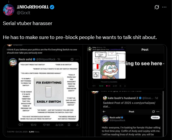 NBinted's tweet photo. Rev and Akemi viciously harassed Shondo while you stood by and watched. You instead went after me for defending her, and continued to boost them.

You're a coward who abandons your oshis if you think it might lose you 100 Twitter bucks, and you should feel INCREDIBLY ashamed. https://t.co/5uatEC9We3