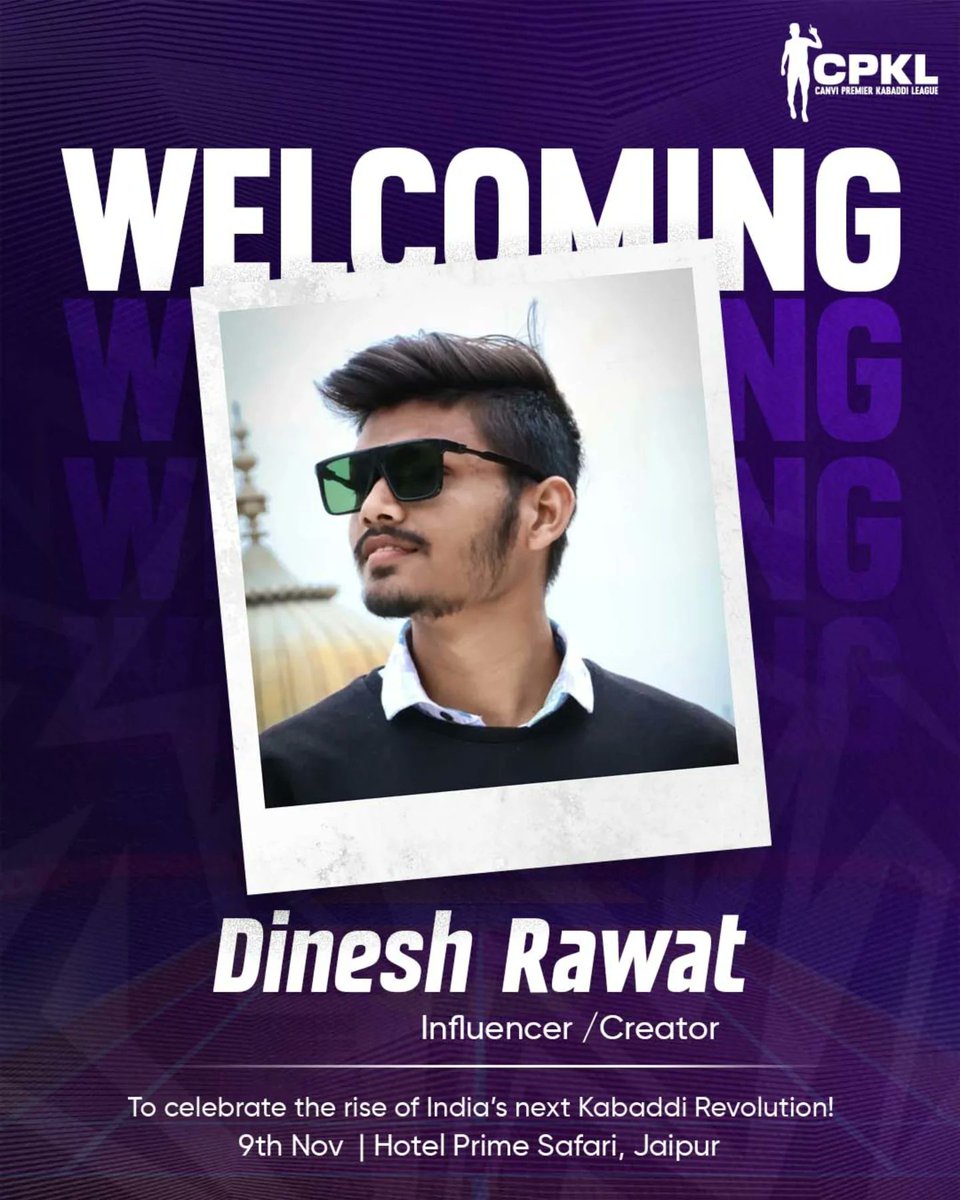 CPKLeague's tweet image. Cool vibes, powerful content, and Kabaddi in his DNA 💥
Welcoming @dkrawat09_yt to the #CPKL influencer family — let’s create magic together in Jaipur! 💜

#CPKL #DineshRawat #InfluencerCreator #CanviPremierKabaddiLeague