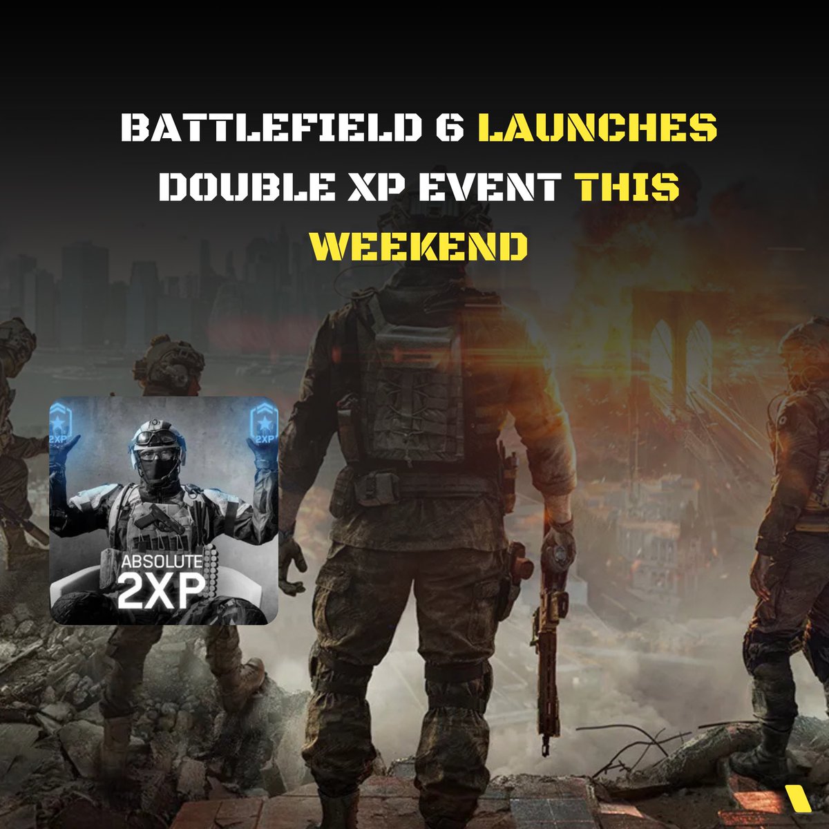 theplayspotters's tweet image. Battlefield 6 is running a 2XP event all weekend! 
Double XP on all mode, rank up, unlock weapons, and level faster. Don’t miss it! 

📅 This weekend only
#Battlefield6 #2XPWeekend #PlaySpotters