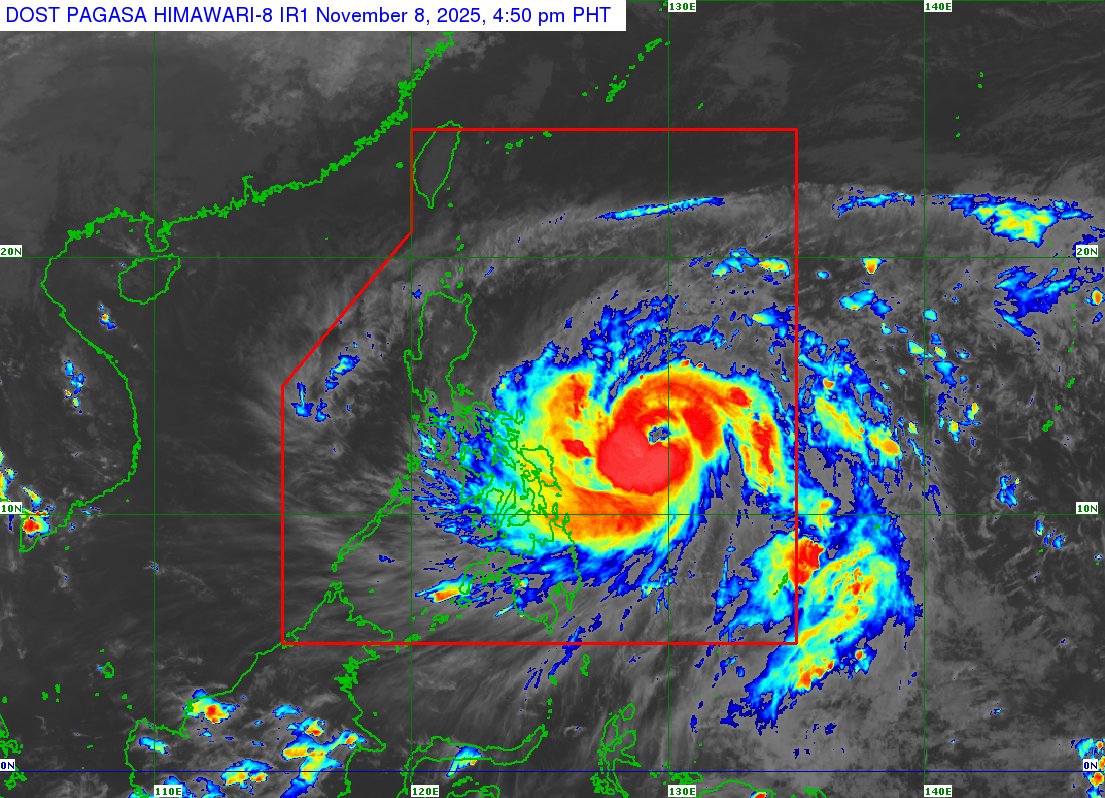 dost_pagasa's tweet photo. TROPICAL CYCLONE BULLETIN NR. 5
Typhoon #UwanPH (FUNG-WONG)
Issued at 5:00 PM, 08 November 2025
Valid for broadcast until the next bulletin at 11:00 PM today.

TYPHOON “UWAN” CONTINUES TO RAPIDLY INTENSIFY AS IT BEGINS TO MOVE CLOSER TOWARDS THE PHILIPPINE SEA EAST OF BICOL REGION

DOST-PAGASA
Link: https://t.co/d4BjlCwbZs
