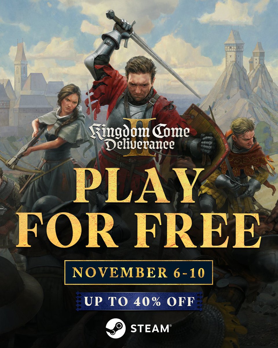 Still haven’t tried #KCD2? You’ve got the weekend!
Play for free on Xbox &amp; Steam now, and if you love it, keep it for up to 40% off!