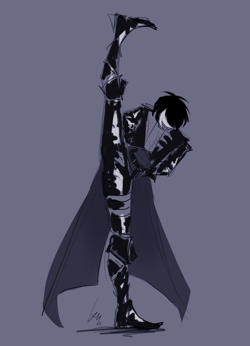 LxnarEli's tweet image. quick doodle of noir doing that one military dance trend #idv #eliclark